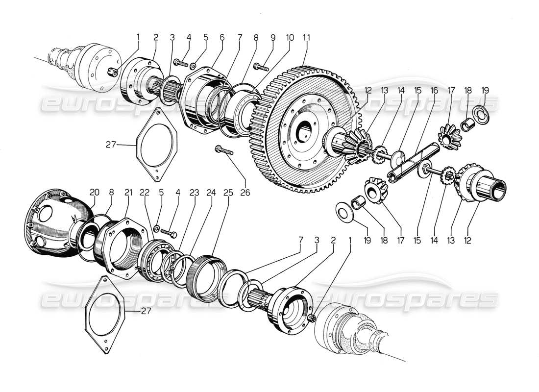 lamborghini jalpa 3.5 (1984) diferencial diagrama de piezas