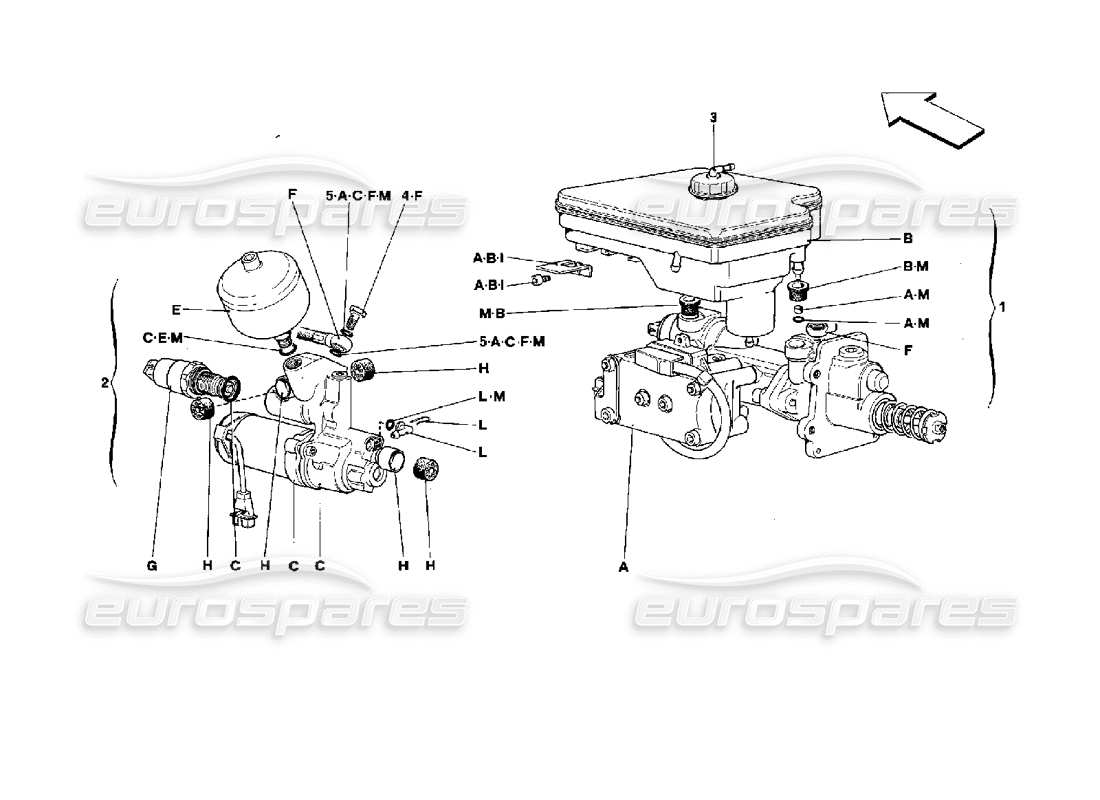 ferrari mondial 3.4 t coupe/cabrio sistema hidráulico antideslizante diagrama de piezas
