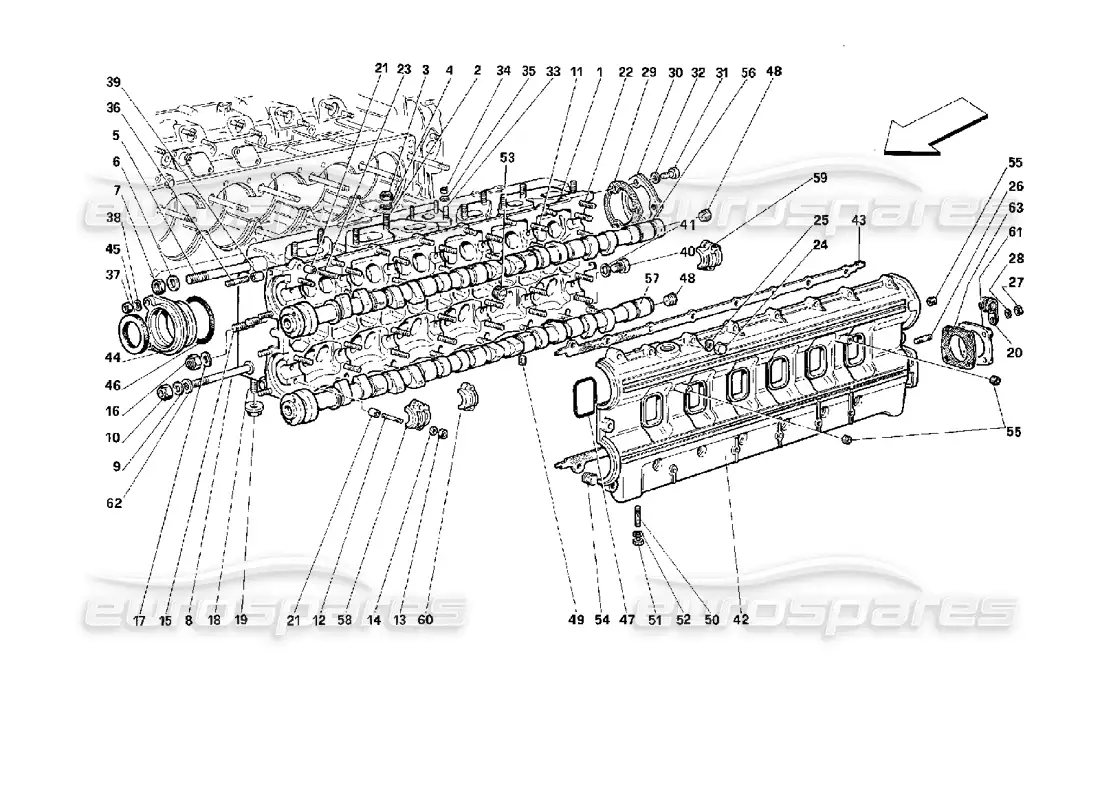 ferrari 512 m culata izquierda diagrama de piezas