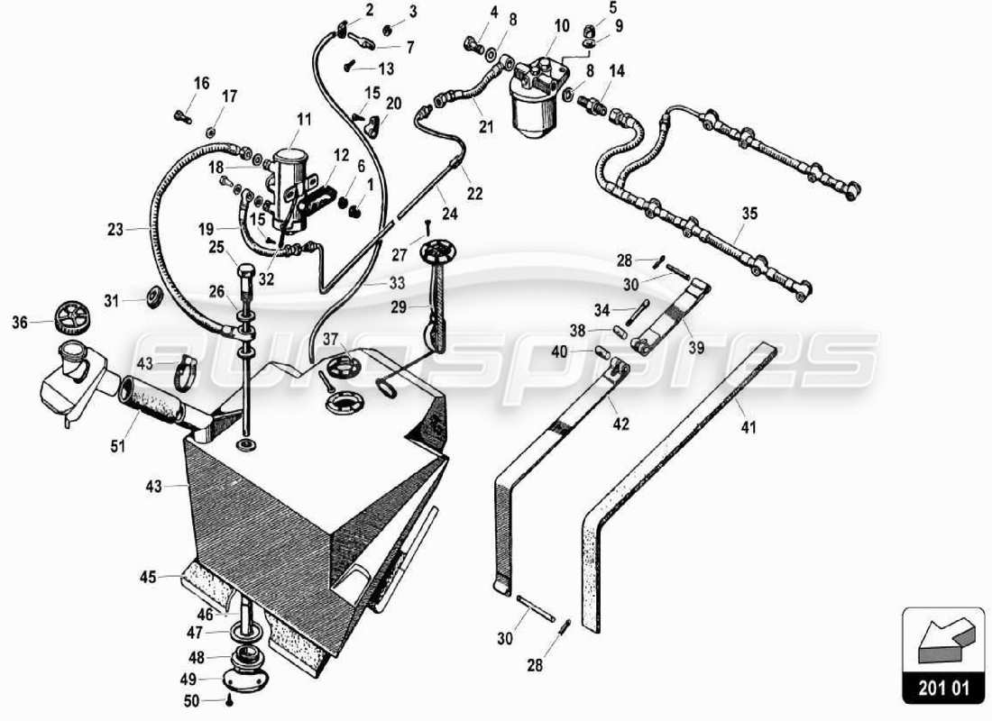 lamborghini miura p400 tanque derecho diagrama de piezas