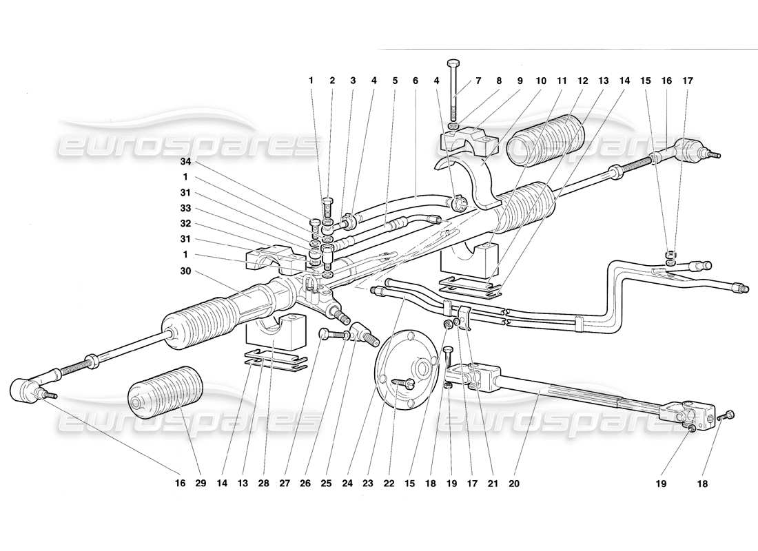 lamborghini diablo vt (1994) direccion diagrama de piezas