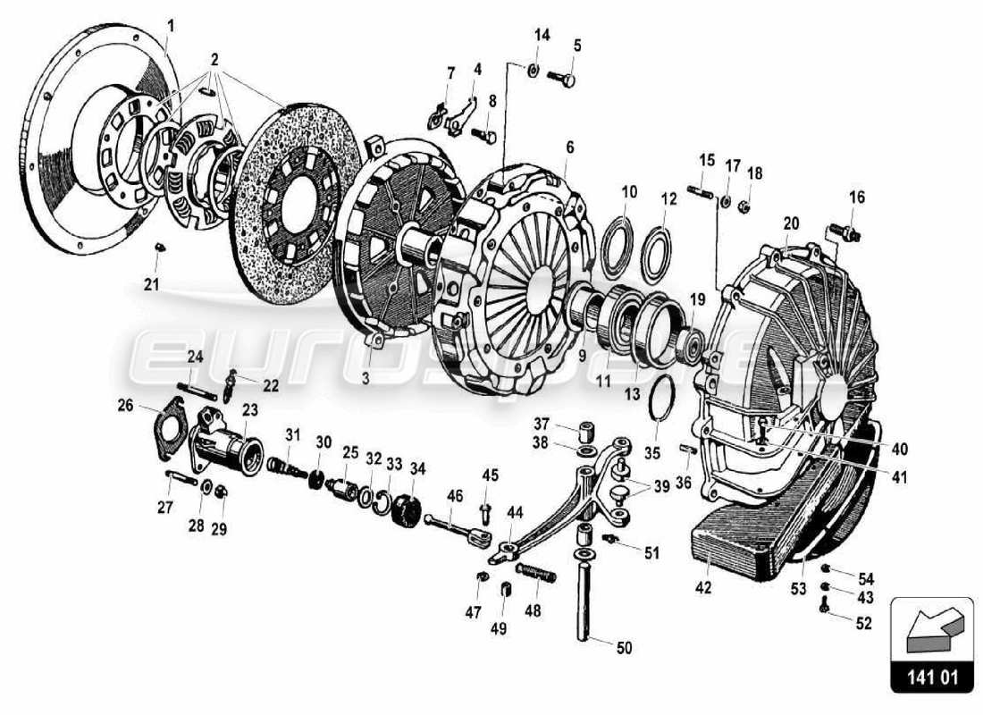 lamborghini miura p400 diagrama de piezas del embrague