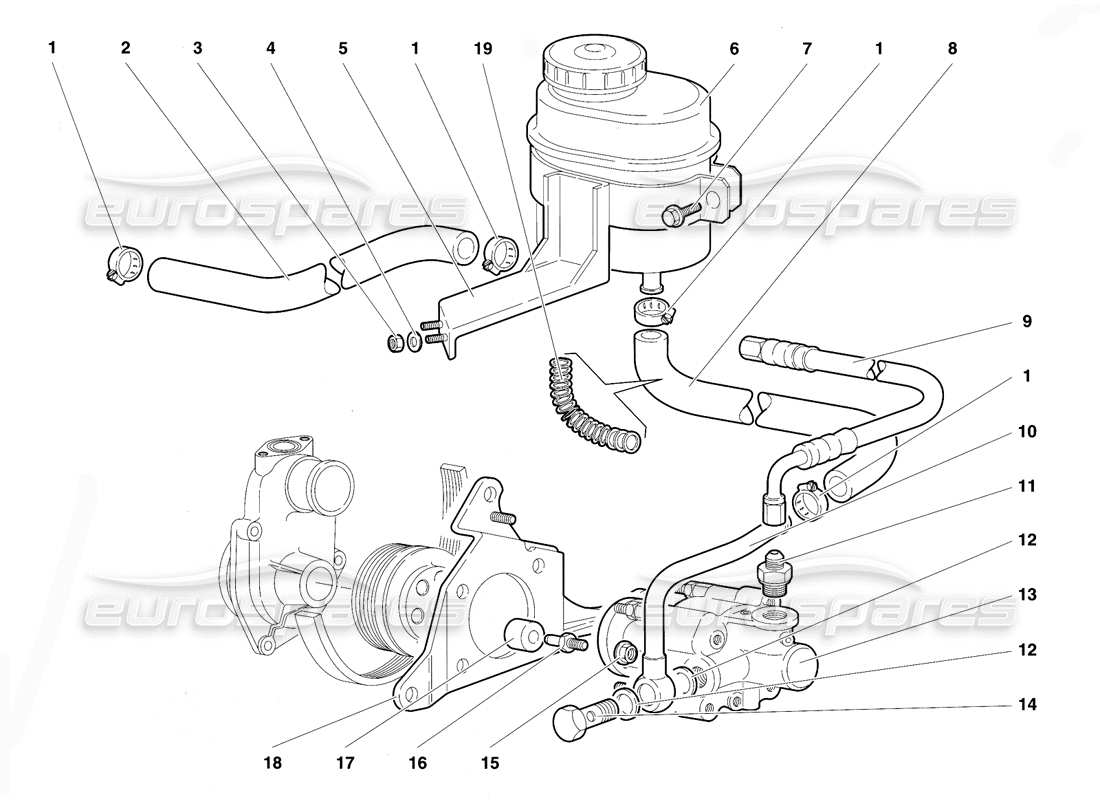 lamborghini diablo vt (1994) direccion diagrama de piezas