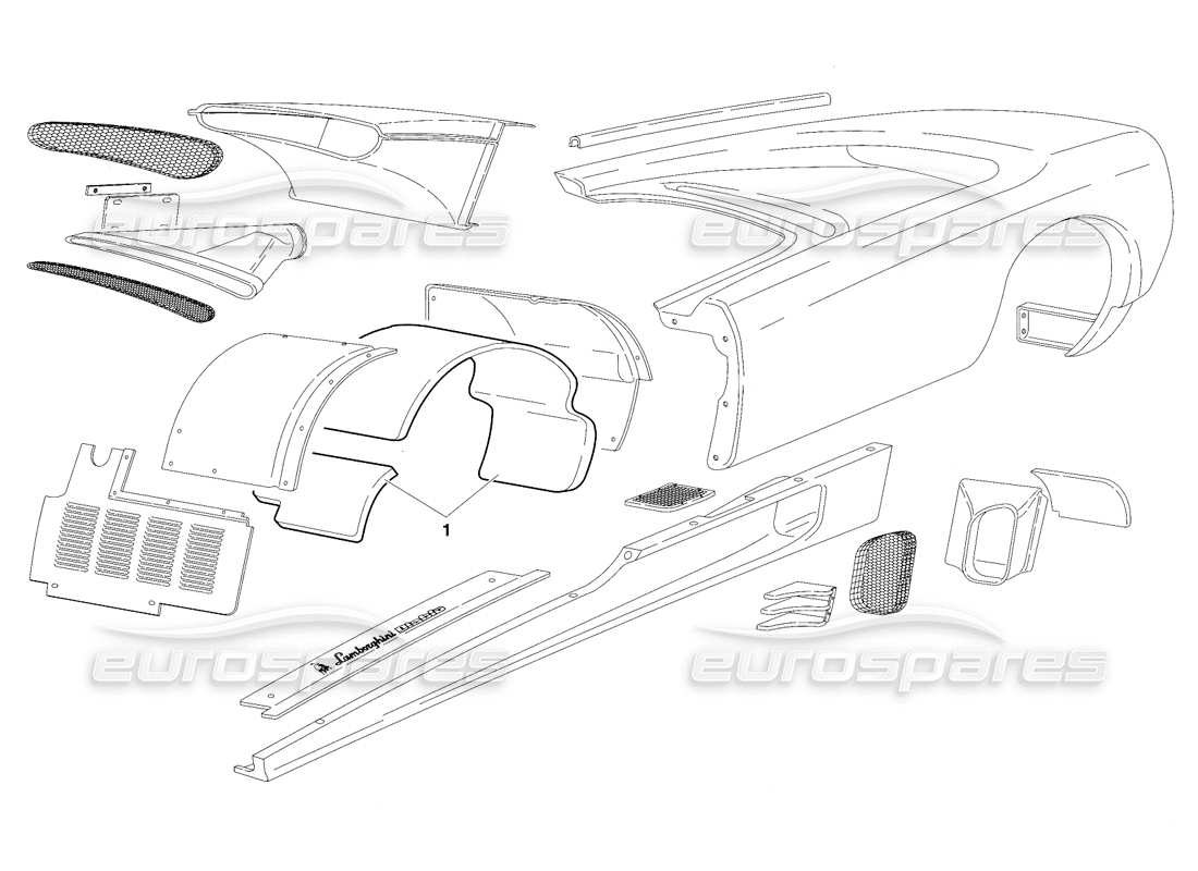 lamborghini diablo vt (1994) elementos del cuerpo (válido para la versión de suiza: 1994 de abril) diagrama de piezas
