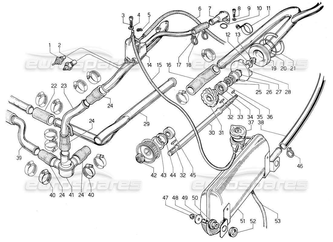 lamborghini urraco p300 bomba y sistema de agua diagrama de piezas