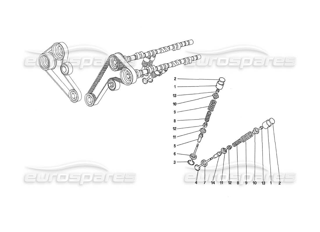 ferrari 288 gto sistema de distribución - taqués diagrama de piezas