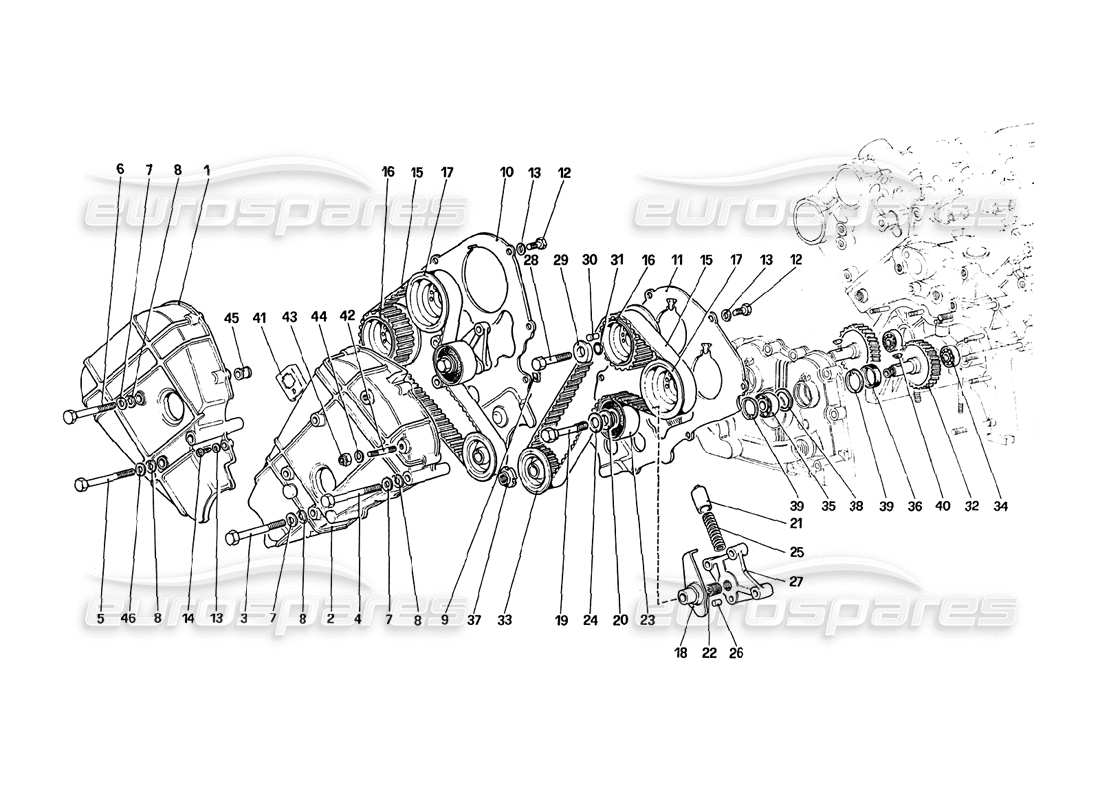 ferrari 288 gto sistema de sincronización: diagrama de piezas de controles