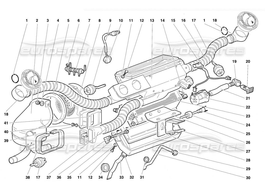 lamborghini diablo vt (1994) control climatico diagrama de piezas