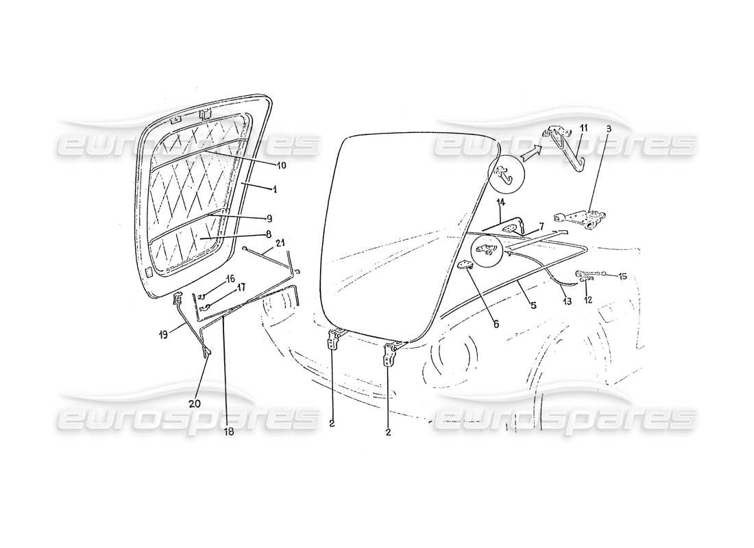 ferrari 330 gtc / 365 gtc (coachwork) diagrama de piezas del capó delantero (edizione 1 - 2 posti)