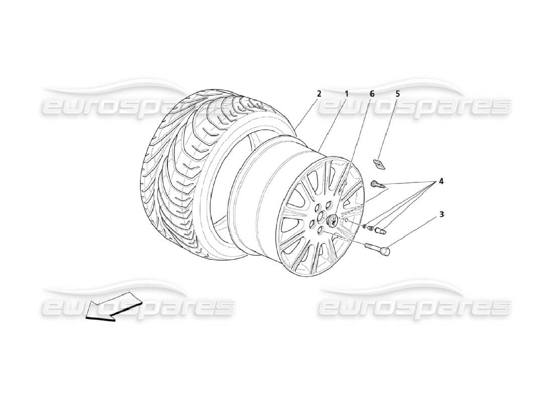 maserati qtp. (2006) 4.2 diagrama de piezas de llantas y neumáticos