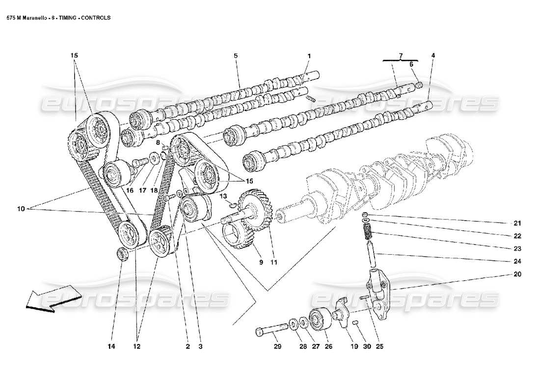 ferrari 575m maranello controles de sincronización diagrama de piezas