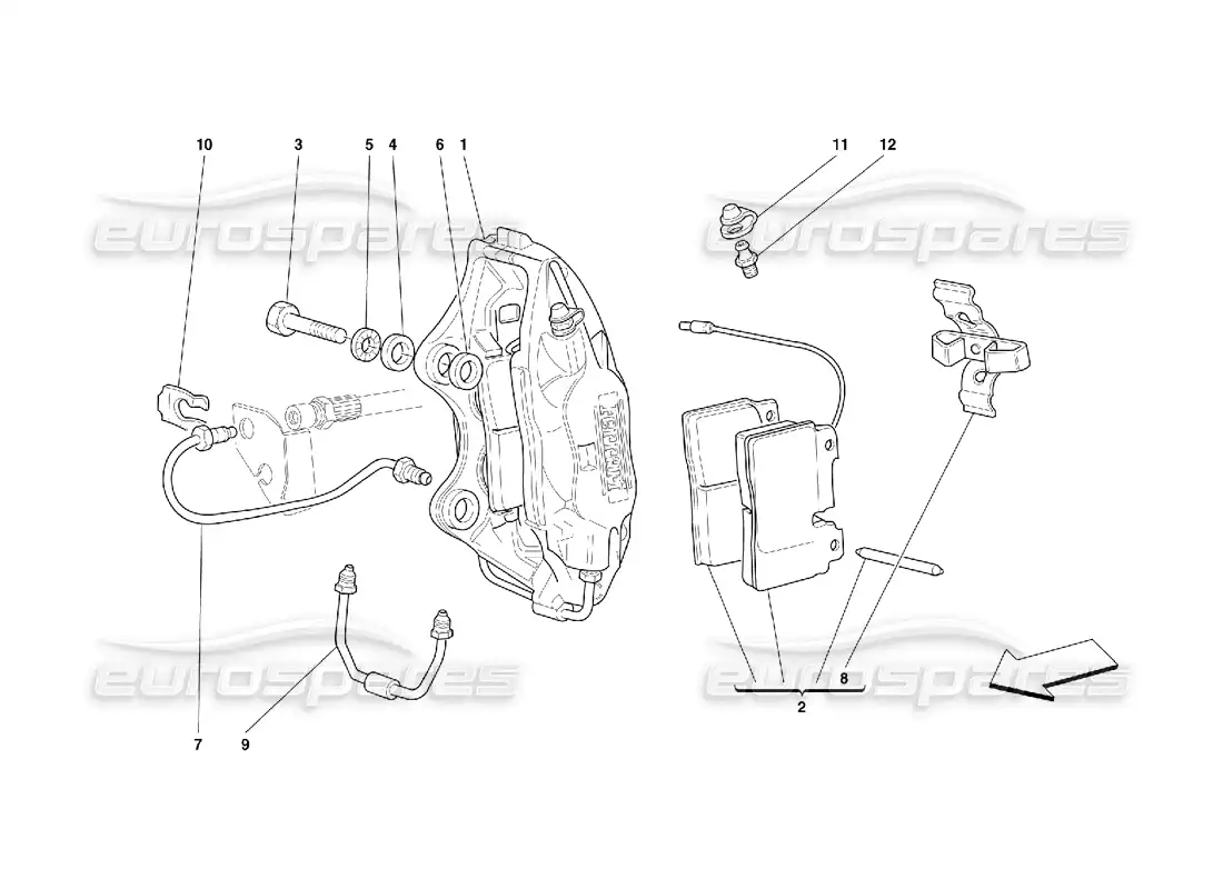 ferrari 456 m gt/m gta pinza para freno delantero diagrama de piezas