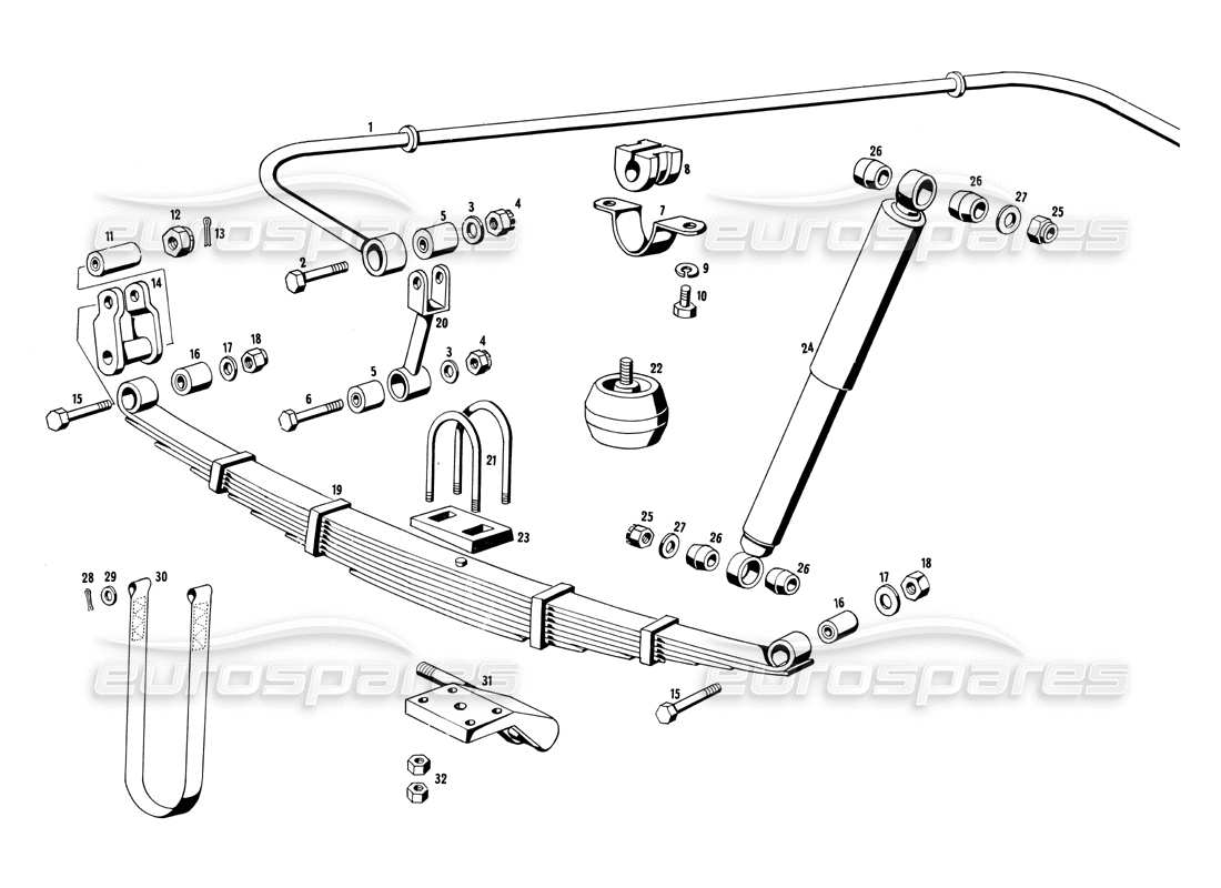 maserati ghibli 4.7 / 4.9 diagrama de piezas de la suspensión trasera