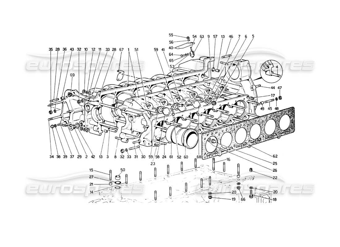 ferrari 512 bb crankcase diagrama de piezas