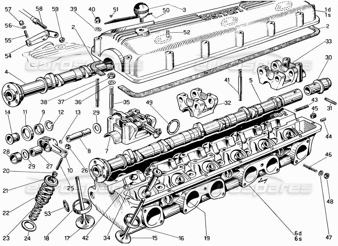 ferrari 330 gt 2+2 culatas diagrama de piezas