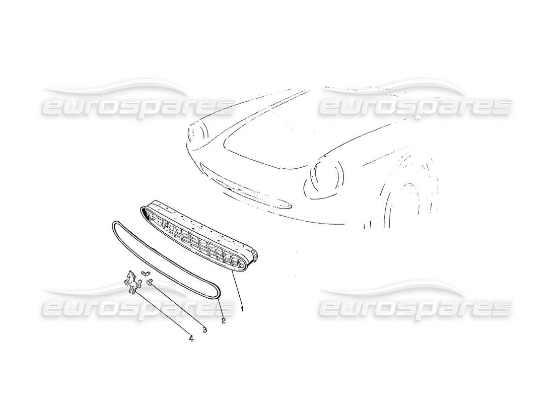 ferrari 330 gtc / 365 gtc (coachwork) diagrama de piezas de la parrilla delantera