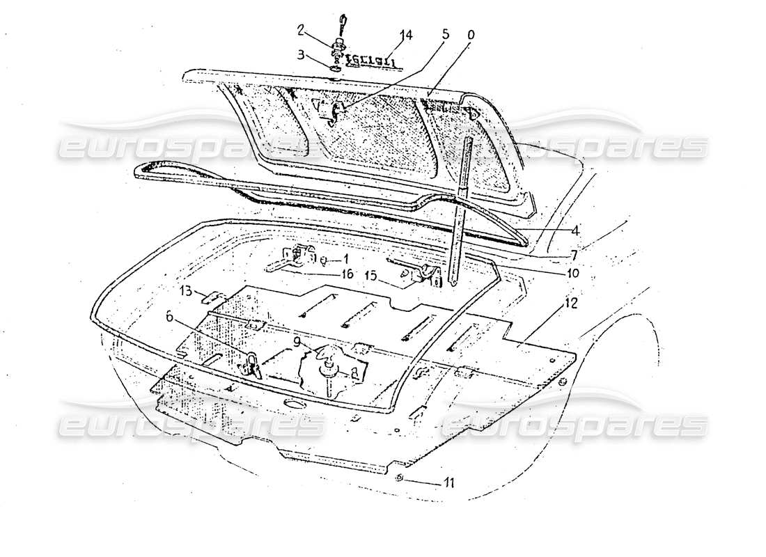 ferrari 330 gt 2+2 (coachwork) diagrama de piezas del compartimento del maletero (edición 1)