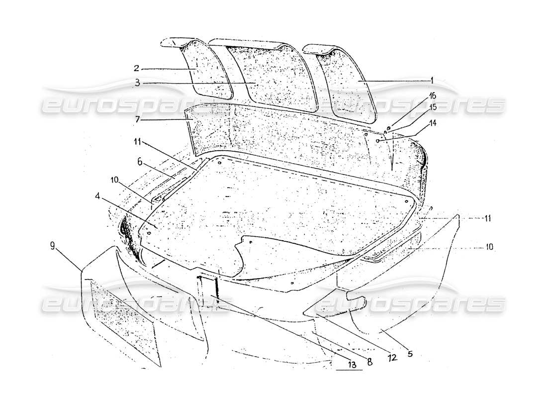 ferrari 330 gt 2+2 (coachwork) diagrama de piezas de la alfombra del maletero (edición 1)