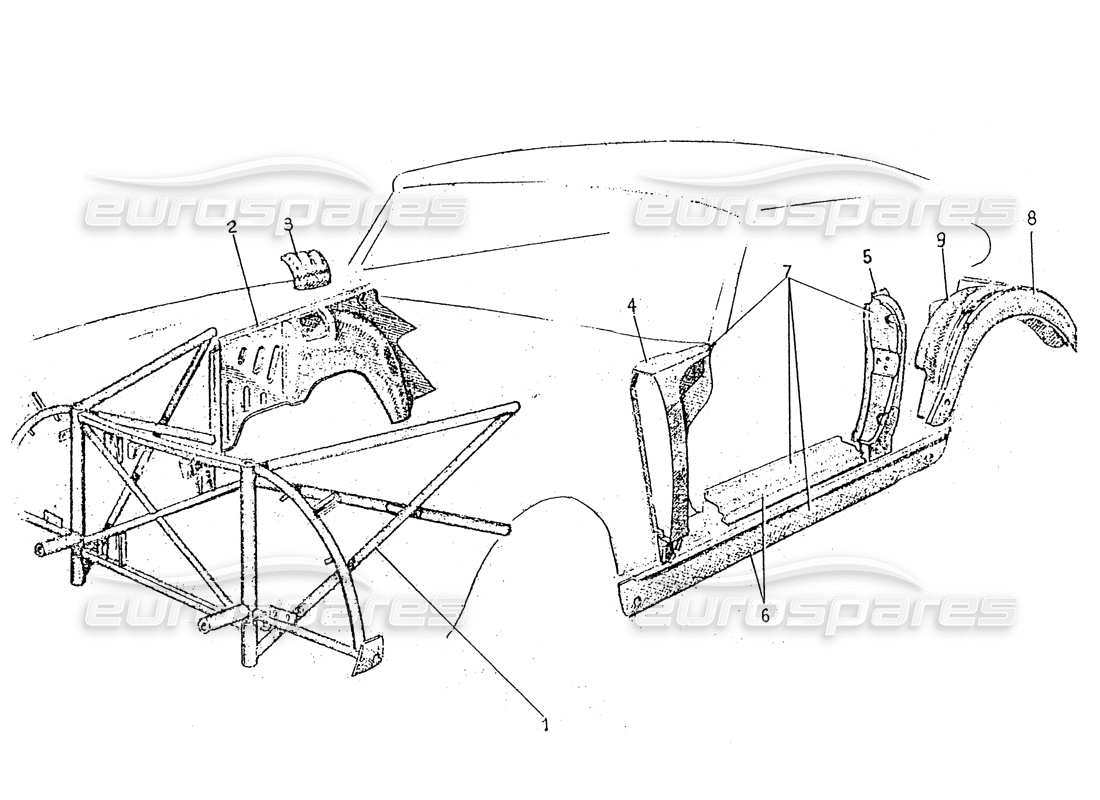 ferrari 330 gt 2+2 (coachwork) diagrama de piezas de marcos interiores (edición 1)
