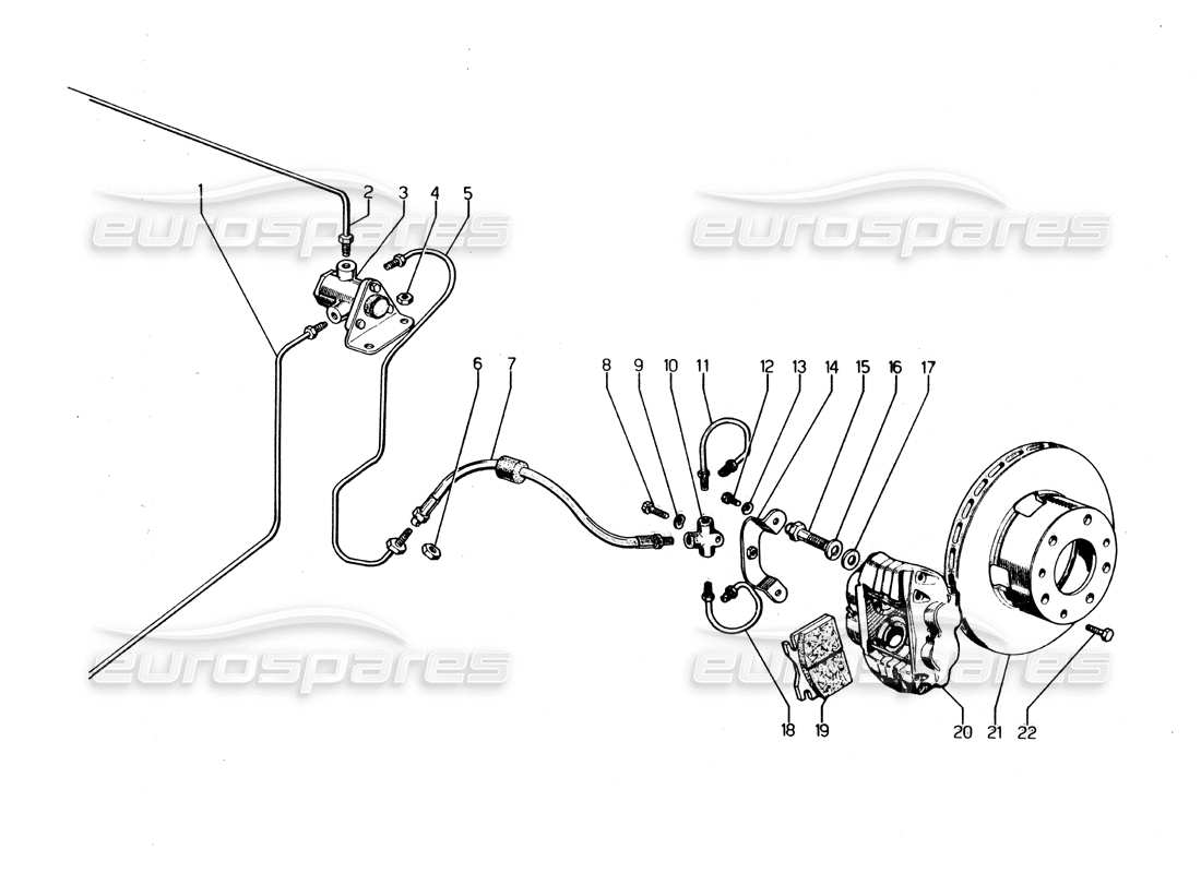lamborghini urraco p250 / p250s rear brakes diagrama de piezas