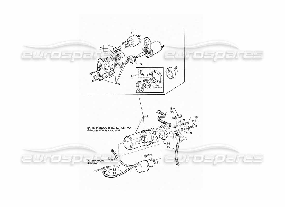 maserati qtp v8 (1998) motor de arranque diagrama de piezas