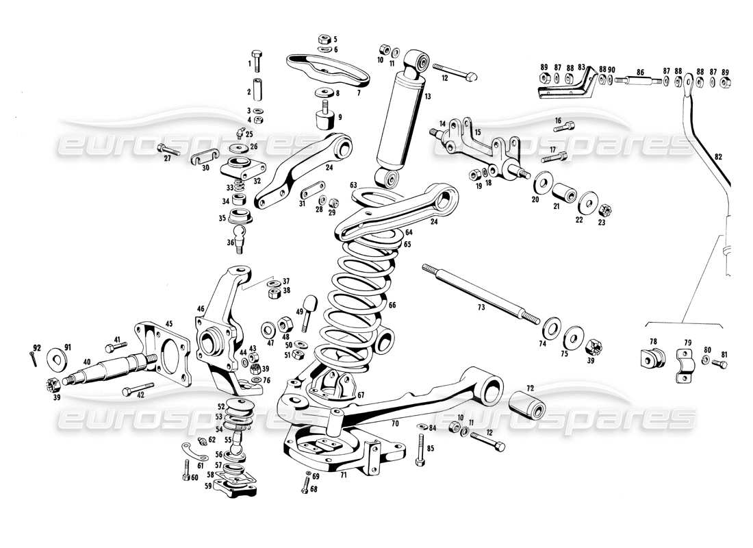 maserati ghibli 4.7 / 4.9 suspensión delantera diagrama de piezas