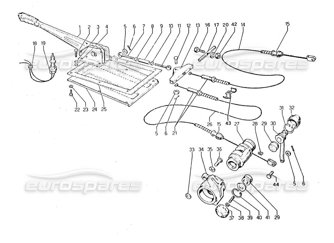 lamborghini urraco p250 / p250s freno de mano diagrama de piezas