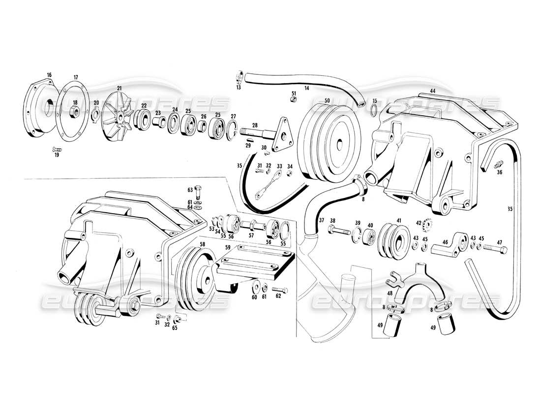 maserati ghibli 4.7 / 4.9 refrigeración del motor diagrama de piezas