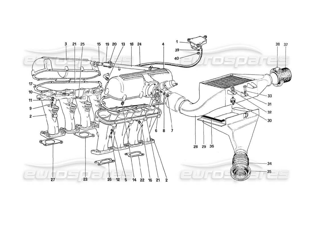 ferrari 288 gto colectores de escape e intercambiadores de calor diagrama de piezas