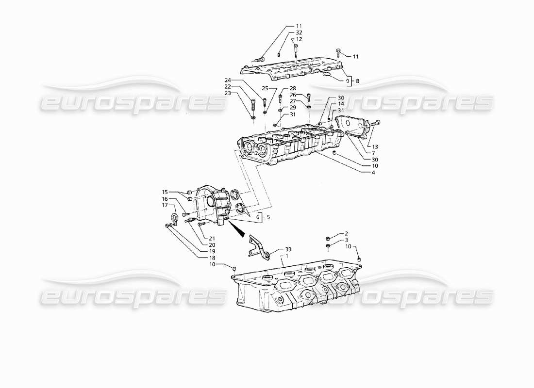 maserati qtp v8 (1998) culatas de cilindros, diagrama de piezas del bastidor derecho
