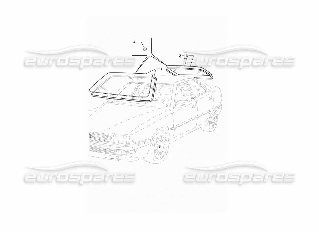 maserati qtp v6 (1996) ventanas fijas diagrama de piezas
