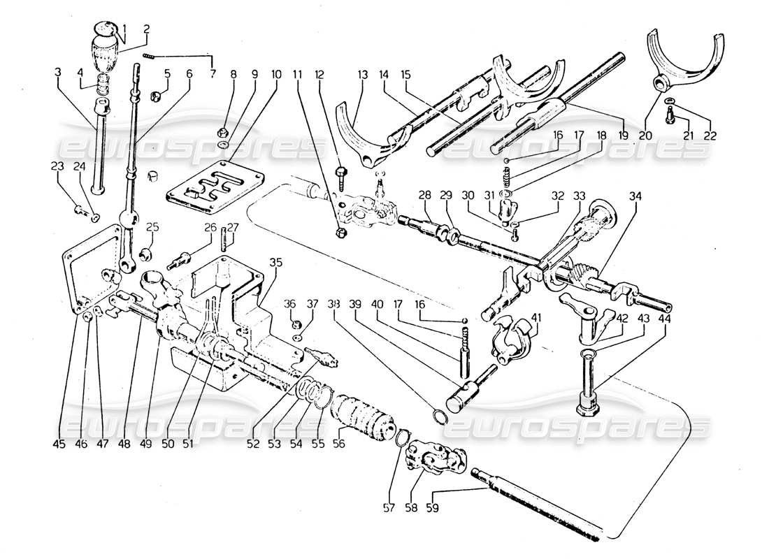 lamborghini urraco p250 / p250s gear shift lever diagrama de piezas