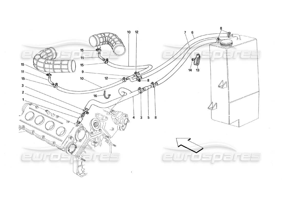 ferrari 348 (1993) tb / ts soplado - por diagrama de piezas del sistema