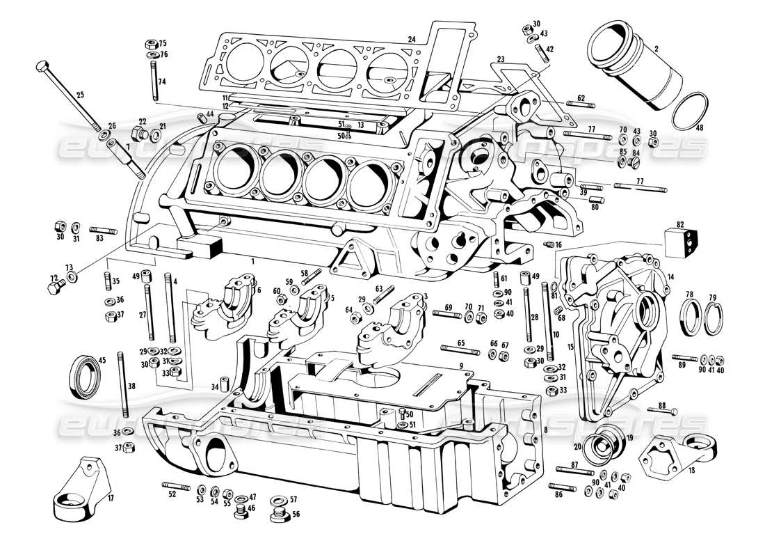 maserati ghibli 4.7 / 4.9 carcasa del motor diagrama de piezas
