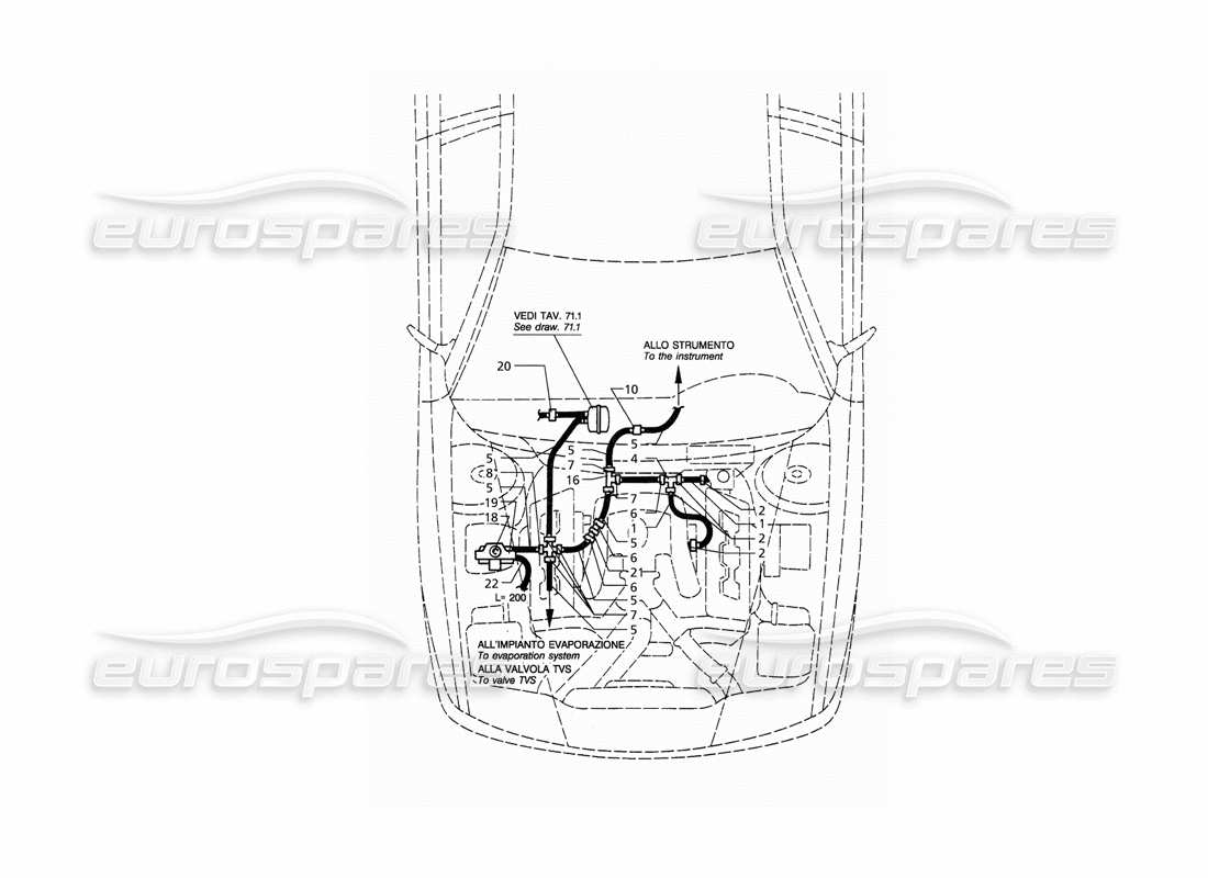 maserati qtp. 3.2 v8 (1999) diagrama de piezas del sistema de vacío (transmisión izquierda)