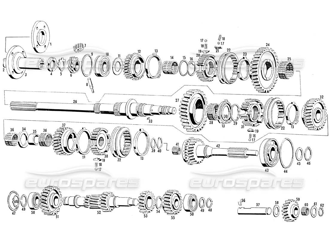 maserati mistral 3.7 engranajes de transmisión (s5 20) diagrama de piezas