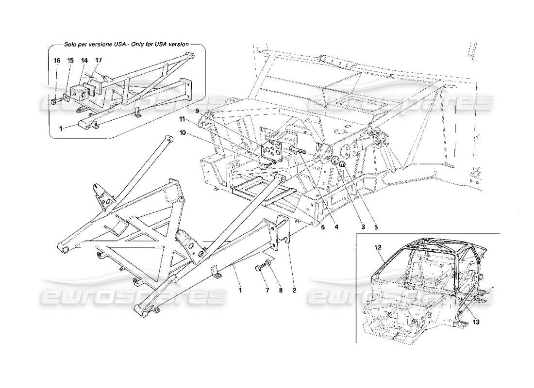 ferrari f40 cuadro - parte delantera diagrama de piezas