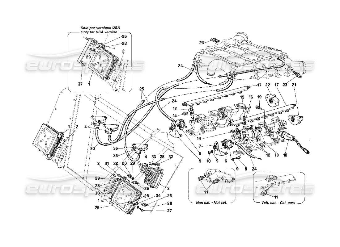 ferrari f40 diagrama de piezas del dispositivo de inyección
