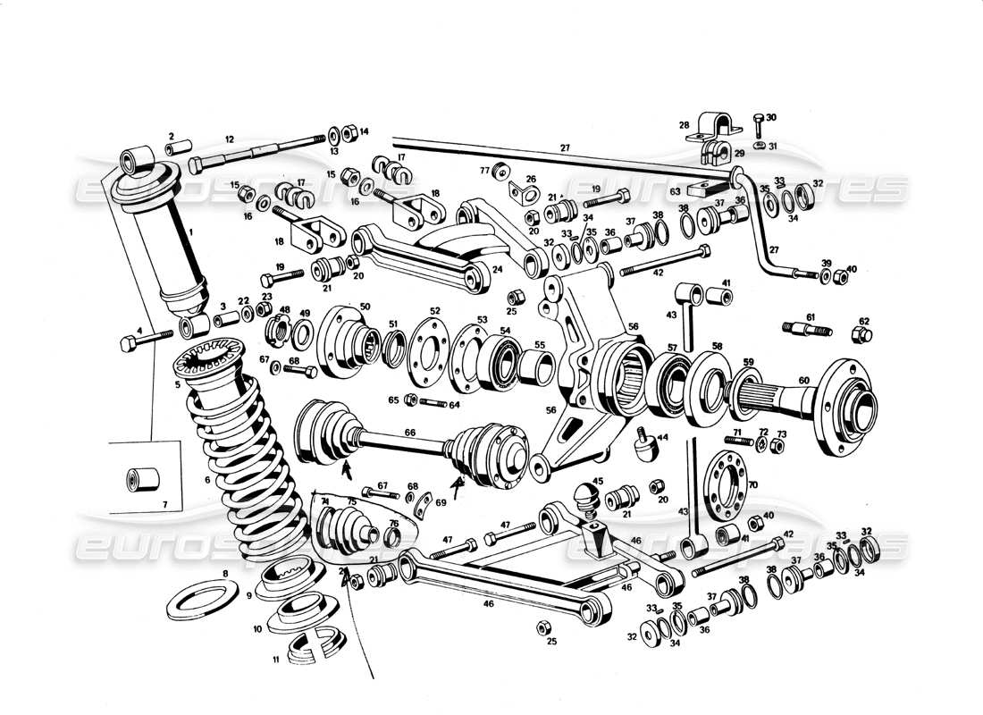 maserati bora rear suspension diagrama de piezas