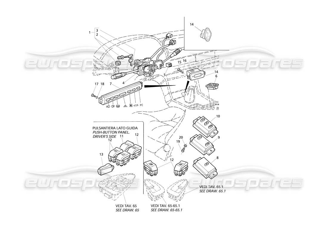 maserati qtp v6 evoluzione interruptores y bloqueo de dirección diagrama de piezas