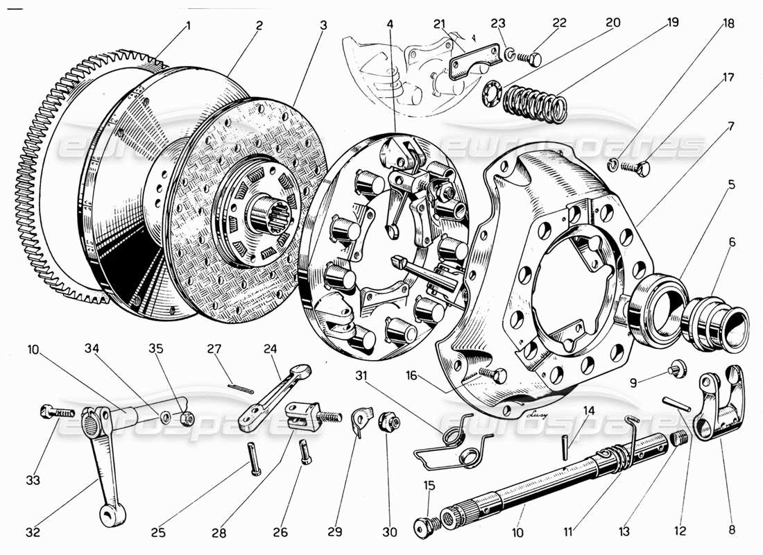 ferrari 330 gt 2+2 diagrama de piezas del embrague