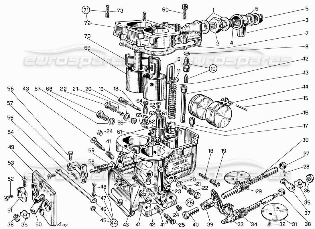 ferrari 330 gt 2+2 diagrama de piezas del carburador