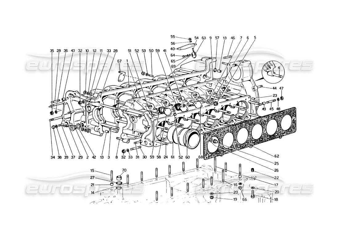 ferrari 365 gt4 berlinetta boxer crankcase diagrama de piezas