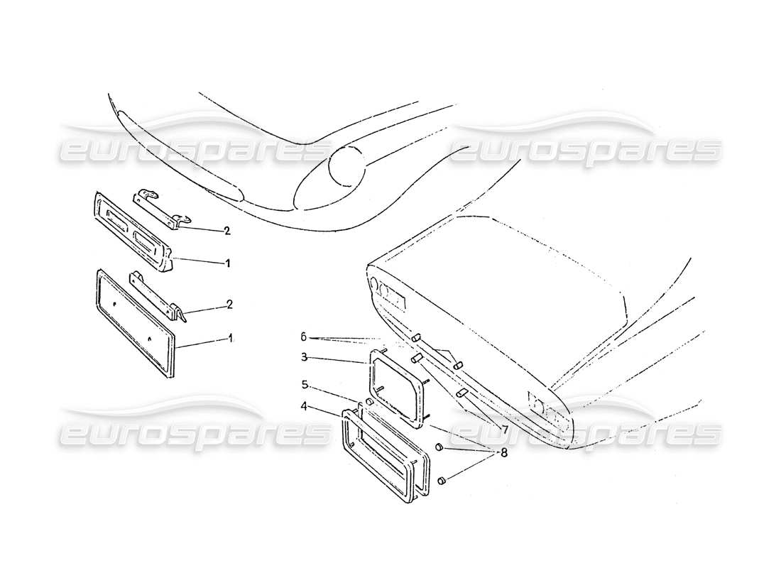 ferrari 365 gt 2+2 (coachwork) luces de matrícula delanteras y traseras diagrama de piezas
