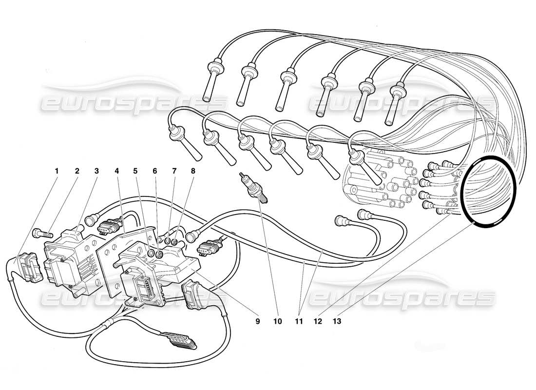 lamborghini diablo vt (1994) componentes eléctricos diagrama de piezas