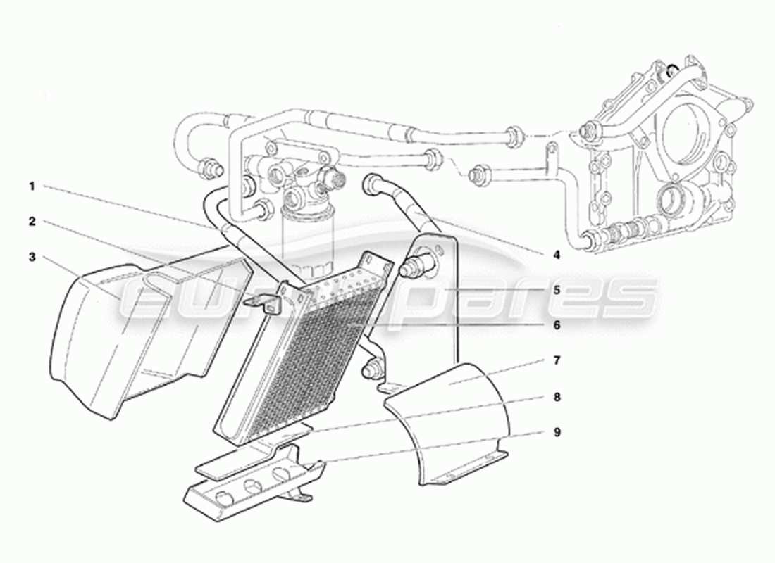 lamborghini diablo vt (1994) diagrama de piezas del sistema de aceite del motor (válido para la versión de canadá: 1994 de abril)