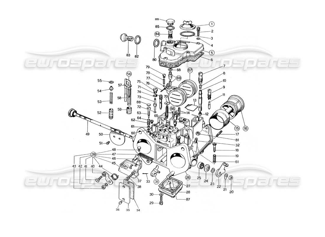 ferrari 400 gt (mechanical) carburadores webber (38 dcoe 110 - 111 - 110m - 111m) diagrama de piezas