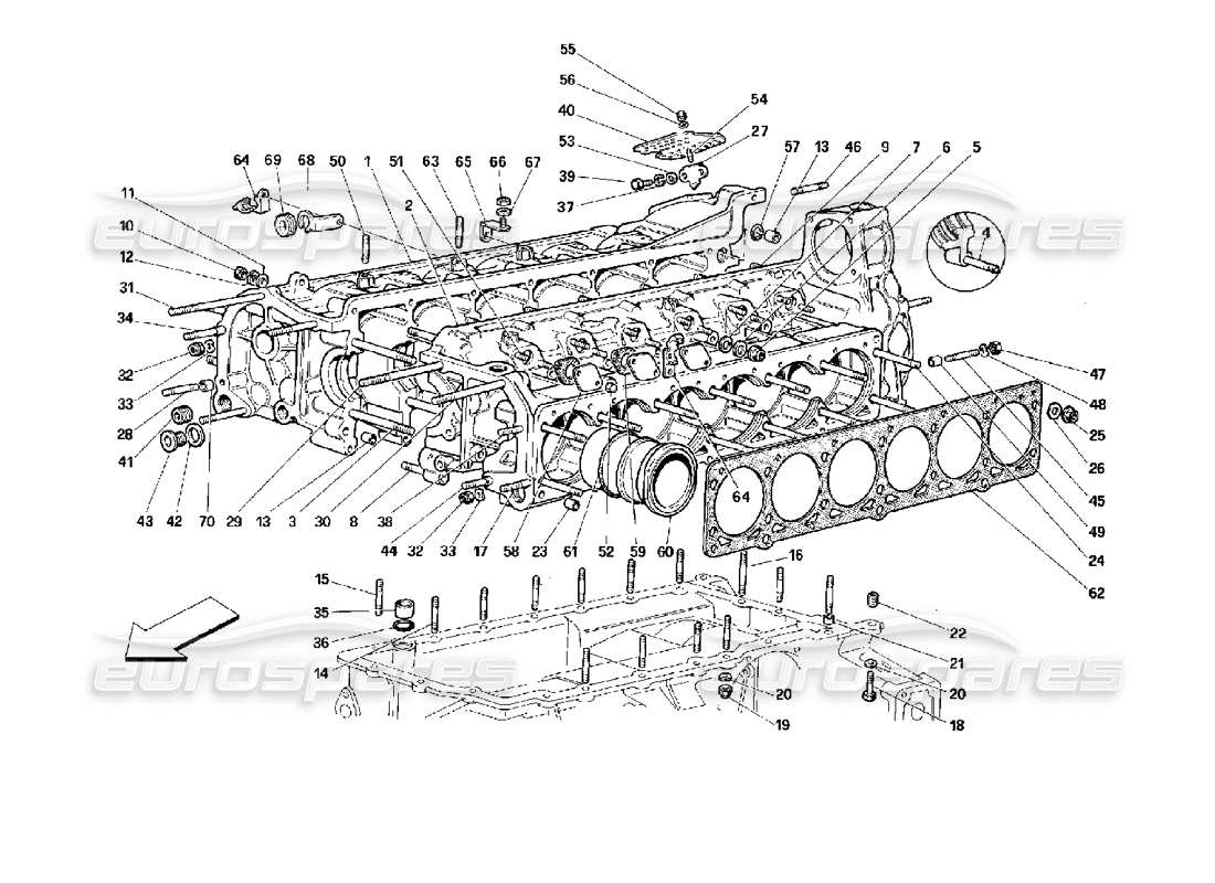 ferrari 512 tr crankcase diagrama de piezas
