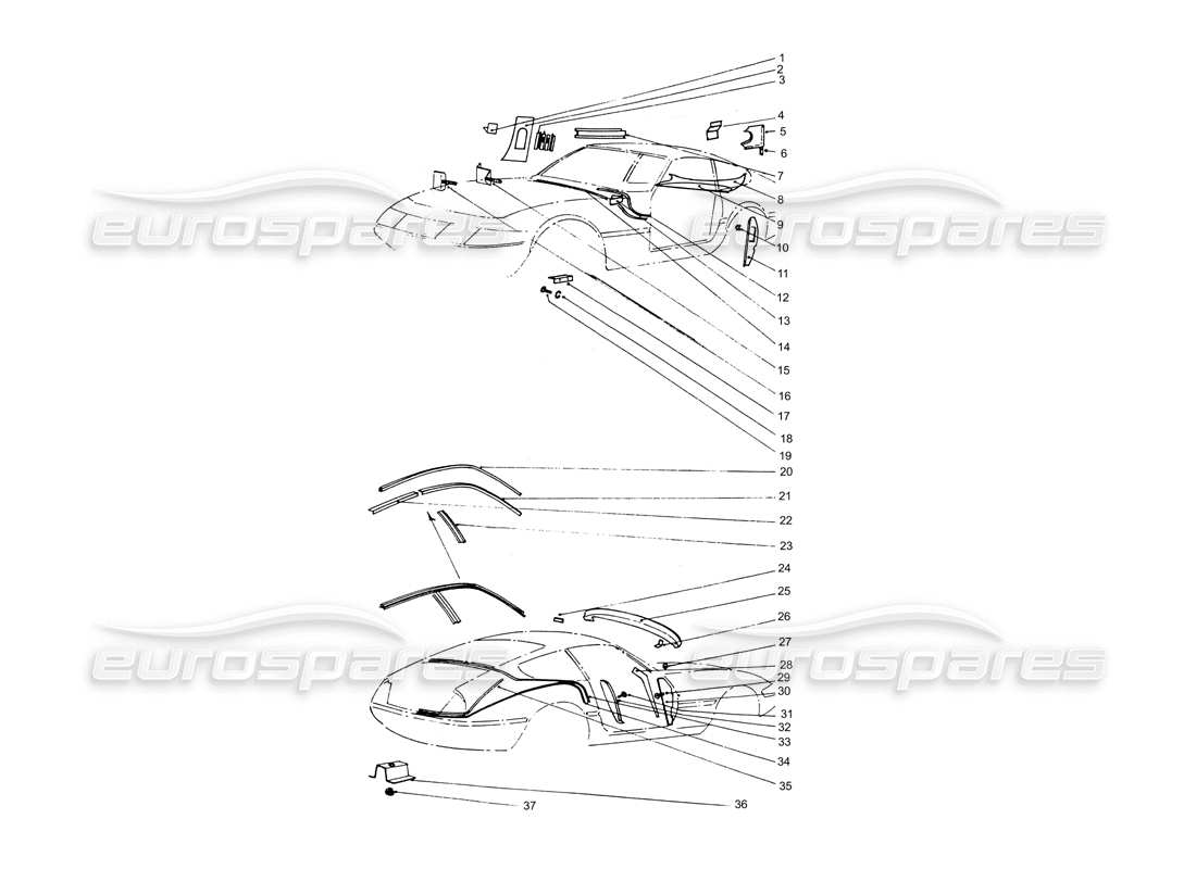 ferrari 365 gtb4 daytona (coachwork) diagrama de piezas de escudos y coberturas
