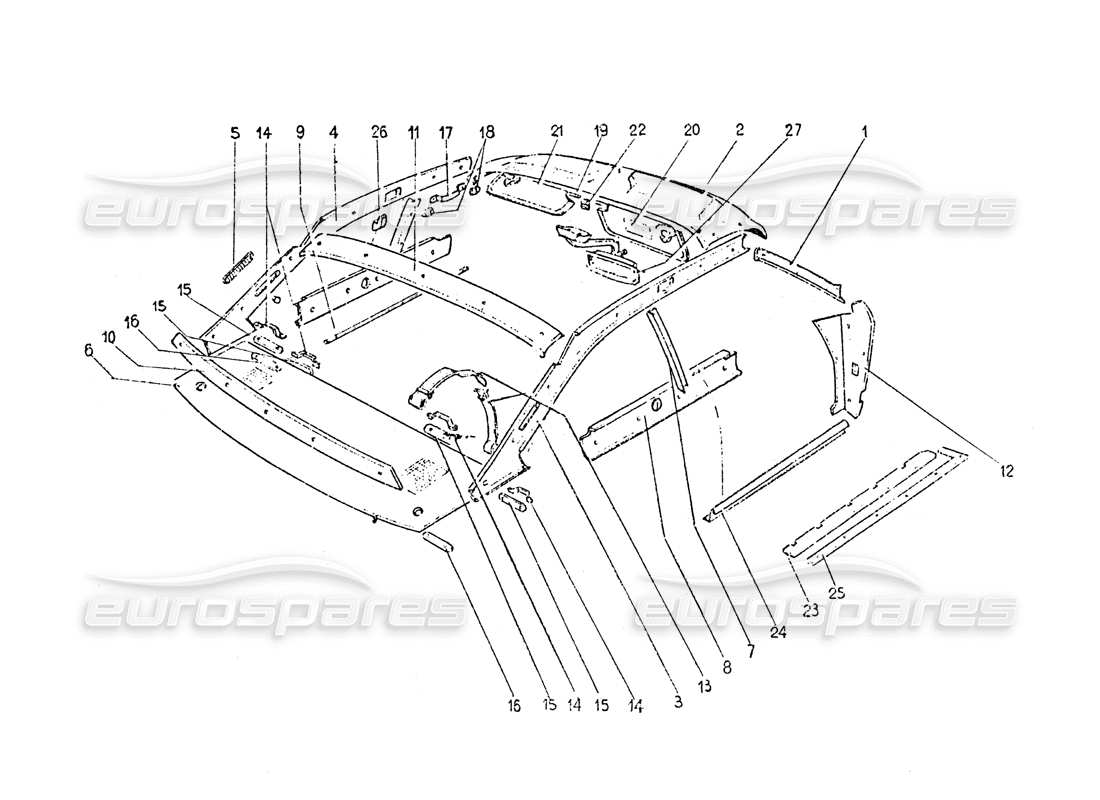 ferrari 365 gt 2+2 (coachwork) diagrama de piezas de molduras interiores y accesorios